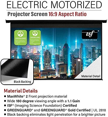 Akia Screens 125 inch Motorized Electric Remote Controlled Drop Down Projector Screen 16:9 8K 4K HD 3D Retractable Ceiling Wall Mount Black Projection Screen Office Home Theater Movie AK-MOTORIZE125H