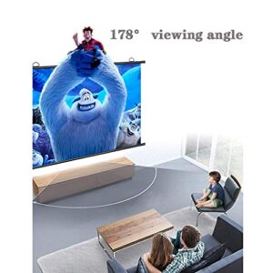 FMOGE 120 Inch Projection Screen,16:9 HD,Anti-Crease Portable Projector Movies Screen,Borderless,Punch-Free,Wall-Mounted,for Home Theater Outdoor Indoor