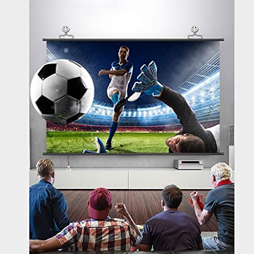 FMOGE 120 Inch Projection Screen,16:9 HD,Anti-Crease Portable Projector Movies Screen,Borderless,Punch-Free,Wall-Mounted,for Home Theater Outdoor Indoor