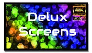 delux screens (us based business) 135 inch 4k/8k ultra hdr projector screen – active 3d ready – 6 piece fixed frame – home theater movie projection screen – pvc matte white – velvet border 135″ 16:9