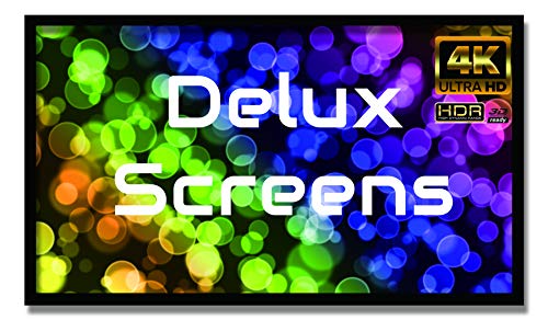 Delux Screens (US Based Business) 135 inch 4K/8K Ultra HDR Projector Screen - Active 3D Ready - 6 Piece Fixed Frame - Home Theater Movie Projection Screen - PVC Matte White - Velvet Border 135" 16:9