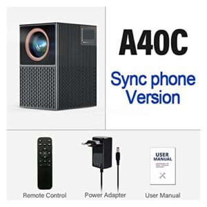 A40C 3D Mini Projector Video HD Beamer LED TV Portable Home Theater Cinema WiFi Sync Android iOS Phone 4K Video Projectors (Color : A40C, Size : UK Plug)