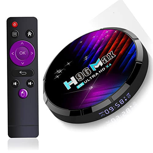 H96 Max X4 Android 11.0 TV Box Amlogic S905X4 Android TV Box 4GB RAM 32GB ROM, Dual-WiFi 2.4GHz/5GHz BT Quad Core 64 Bits 3D/8K Full HD/H.265/USB3.0 Android Box