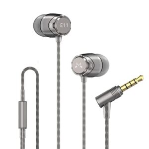 soundmagic e11 wired earbuds no microphone hifi stereo earphones noise isolating in ear headphones powerful bass tangle free cord gunmetal