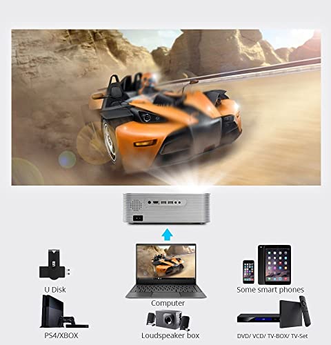 XARONF Full HD Bluetooth Projector Built in DVD Player, 1080P Supported, Portable DVD Projector for Outdoor Movies, Compatible with iOS/Android/TV Stick/HDMI/USB/TF