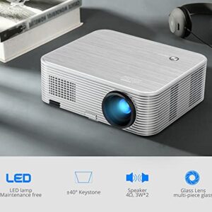 XARONF Full HD Bluetooth Projector Built in DVD Player, 1080P Supported, Portable DVD Projector for Outdoor Movies, Compatible with iOS/Android/TV Stick/HDMI/USB/TF