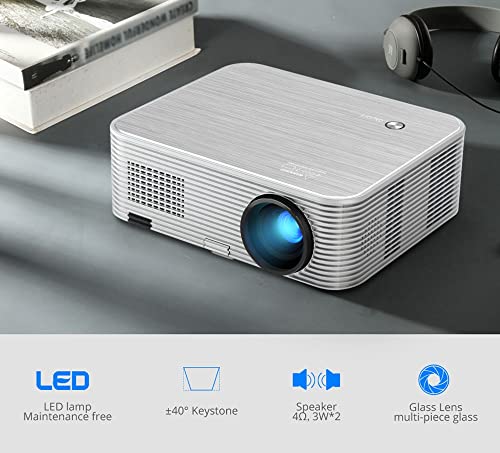 XARONF Full HD Bluetooth Projector Built in DVD Player, 1080P Supported, Portable DVD Projector for Outdoor Movies, Compatible with iOS/Android/TV Stick/HDMI/USB/TF