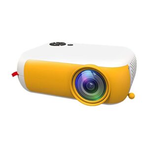 portable mini projector, 1080p supported hd projector, home video projector and outdoor movie projector, small projector powered by 5v 2a mobile power (power bank not included) (yellow)