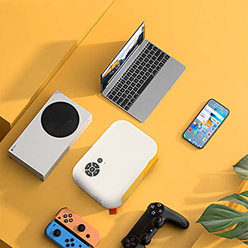 Portable Mini Projector, 1080P Supported HD Projector, Home Video Projector and Outdoor Movie Projector, Small Projector Powered by 5V 2A Mobile Power (Power Bank Not Included) (Yellow)