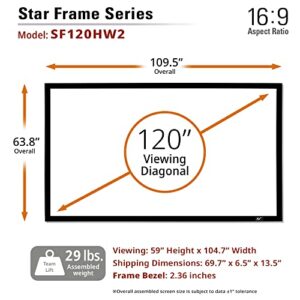 Elite Screens Star Frame Series, 120-INCH 16:9, Fixed Frame Home Movie Theater Projector/Projection Screen, 8K / 4K Ultra HD 3D Ready, SF120HW2