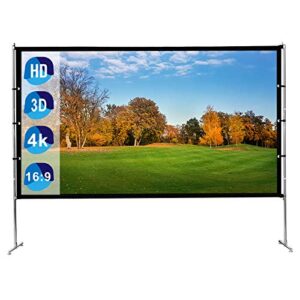 latipopo projector movie screen with stand 88inch projection video screen indoor outdoor portable movie theater with carrying bag