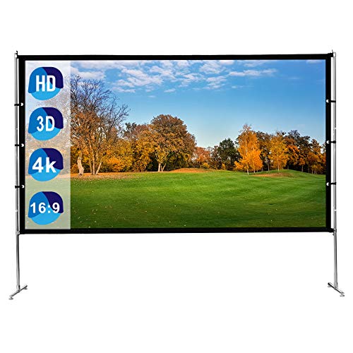 LATIPOPO Projector Movie Screen with Stand 88inch Projection Video Screen Indoor Outdoor Portable Movie Theater with Carrying Bag