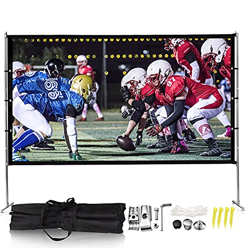 LATIPOPO Projector Movie Screen with Stand 88inch Projection Video Screen Indoor Outdoor Portable Movie Theater with Carrying Bag