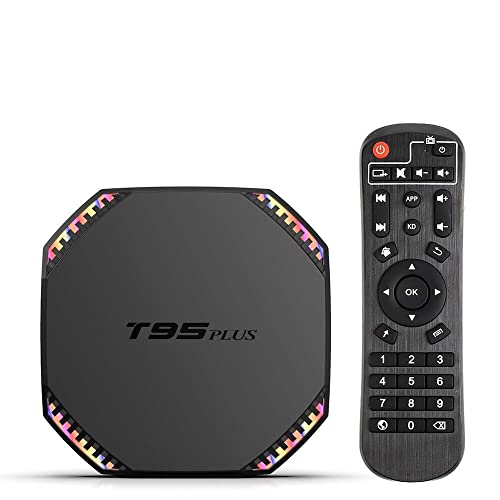 T95 Plus Smart TV Box Android 11 Rockchip RK3566 8GB 128GB Dual WiFi 1000M Support 4K H.265 Media Player Set top TV Box with Backlight Keyboard i8, Black