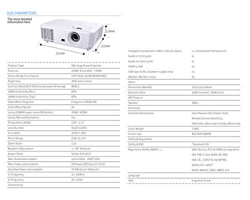 QXue Portable Projector HD Video Projector,with +/- 40°Keystone Correction,3500 Lumens Compatible Smartphone Support HDMI/USB,for Ideal, Home, Teaching, Training