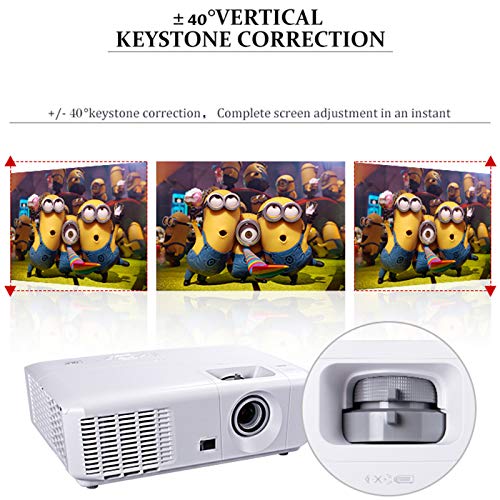 QXue Portable Projector HD Video Projector,with +/- 40°Keystone Correction,3500 Lumens Compatible Smartphone Support HDMI/USB,for Ideal, Home, Teaching, Training