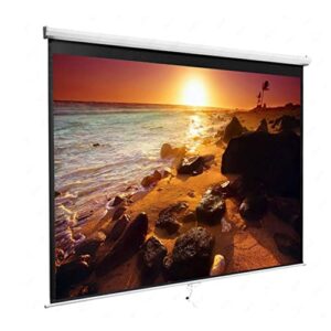 60 inch projector screen pull down 4:3 16:9 movie projection screen, auto-locking portable projection screen for 4k hd – manual projector screen roll for indoor outdoor home theater