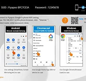 FIYAPOO Wireless Display Dongle 4K, WiFi HDMI Display Receiver, Miracast Airplay Dongle Adapter Screen Mirroring from Phone/Pad to TV/Projector, Support Miracast DLNA AirPlay Netflix