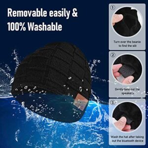 Miserwe Wirless Beanie Wireless 5.0 Bluetooth Speaker Headphone Beanie Hat Christmas Electronic Gifts for Men/Women (Black)