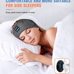 Sleep Headphones Wireless, ANBOKAI Bluetoth Headset Sports Headband Mask with Memory Foam Ear or Eye Cups, Adjustable Strap, 10H Playtime, Built-in Mic, Clear Calls Earphones for Side Sleeping Workout