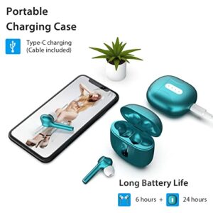 Wireless Earbuds Bluetooth 5.3 Ear Buds 4-Mics Clear Call ENC Noise Cancelling Earphones 30H Playtime Deep Bass Wireless Earbuds Waterproof Sports Earbud & In-Ear Headphones for iPhone Android (Green)