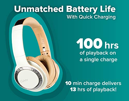 Cleer Audio Enduro 100 Wireless Bluetooth Headphone - Over Ear Fast Charging Lightweight, Podcasting 100Hr Long Battery | Full Charge 4 Day Playback, Play Music & Take Calls Ironless Driver (Sand)