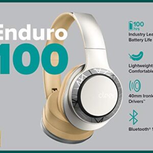 Cleer Audio Enduro 100 Wireless Bluetooth Headphone - Over Ear Fast Charging Lightweight, Podcasting 100Hr Long Battery | Full Charge 4 Day Playback, Play Music & Take Calls Ironless Driver (Sand)