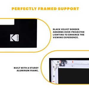 KODAK Projector Screen | 100” Fixed Frame Home Projection Screen with Black Velvet Frame, Durable PVC & Wall Mount Kit | 160° View Angle, 16:9, 1.1, Full HD 4K 8K & Active 3D Ready for Movies & Gaming