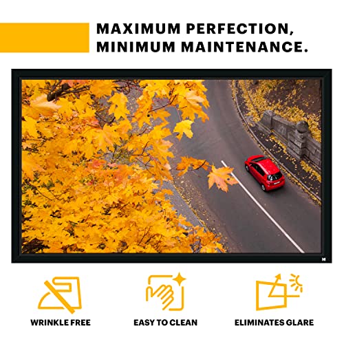 KODAK Projector Screen | 100” Fixed Frame Home Projection Screen with Black Velvet Frame, Durable PVC & Wall Mount Kit | 160° View Angle, 16:9, 1.1, Full HD 4K 8K & Active 3D Ready for Movies & Gaming