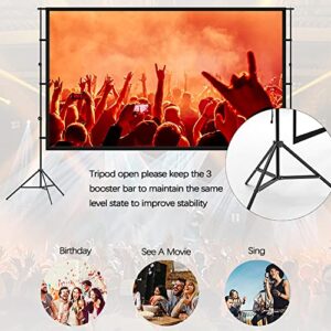 Projector Screen and Stand, 84/100/120 inch 16:9 HD 4K Thickened Wrinkle-Free Portable Movies Screen, for Indoor Outdoor Home Theater Backyard Camping,100in