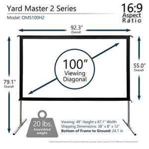 Projector Screen Yard Master 2 Series by Elite Screens | 100” (inch) Portable Outdoor or Indoor Front Projection with Stand | 16:9 4K/8K Ultra HD 3D Fast Folding Easy Snap Home Theater Cinema Movie