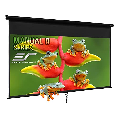 Elite Screens Manual B, 135-INCH Manual Pull Down Projector Screen 16:9 Diag 4K 8K 3D Ultra HDR HD Ready Home Theater Movie Office Presentation Projection Screen, M135H