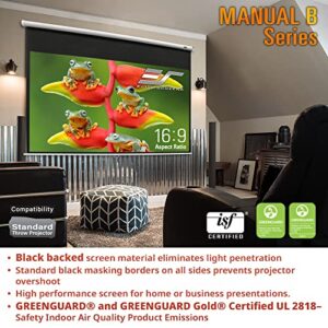 Elite Screens Manual B, 135-INCH Manual Pull Down Projector Screen 16:9 Diag 4K 8K 3D Ultra HDR HD Ready Home Theater Movie Office Presentation Projection Screen, M135H