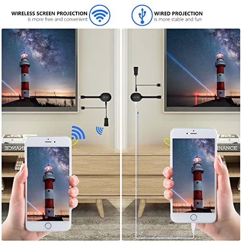 Wireless HDMI Display Adapter Wired and Wireless Mode, 4K Streaming Display Dongle Compatible iOS Android Windows - Support Miracast Airplay DLNA TV Stick for Laptop Phone to TV Monitor Projector