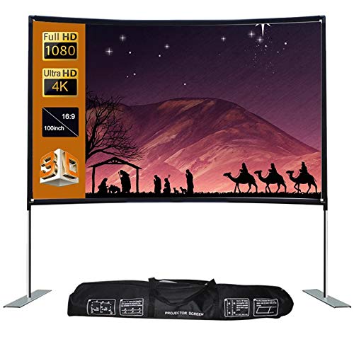 BBSJ 100/120inch Projector Screen 16:9 Video Projection Screen with Stable Base 4K Projector Screen for Home Theater Movie ( Size : 100 inch )