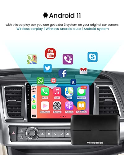 MekedeTech Wireless Carplay Adapter,Built-in HDMI Magic Box Carplay, 4+64G Android 10 Multimedia Video Box for OEM Wired CarPlay Cars Model Year After 2016 Support Netflix,Android Auto