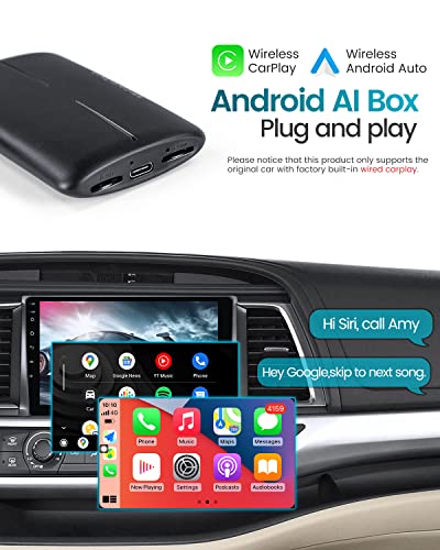 MekedeTech Wireless Carplay Adapter,Built-in HDMI Magic Box Carplay, 4+64G Android 10 Multimedia Video Box for OEM Wired CarPlay Cars Model Year After 2016 Support Netflix,Android Auto