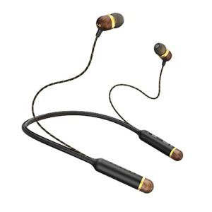 house of marley smile jamaica wireless: wireless neckband earphones with microphone, bluetooth connectivity, 8 hours of playtime, and sustainable materials (brass)