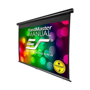 elite screens yard master manual projector screen, 100-inch outdoor rain water resistant 16:9, 8k 4k ultra hd 3d movie theater cinema front projection, oms100hm |us based company 2-year warranty