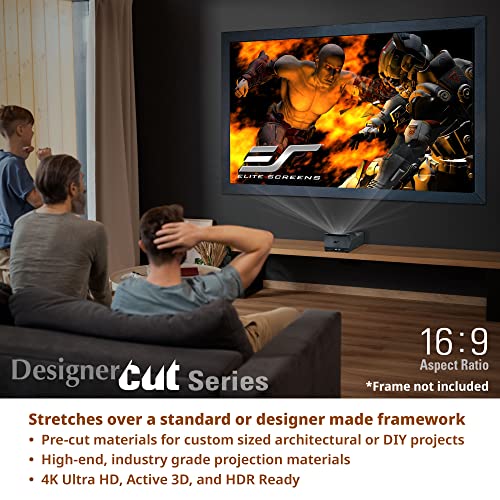 Elite Screens Designer Cut 123 inch Diag. 16:9, 8K 4K Ultra HD Ceiling Light Rejecting and Ambient Light Rejecting (CLR/ALR) DIY Raw Projector Screen Material for Movie Home Theater, RM-123H-CLR2