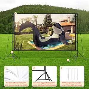 Projector Screen and Stand, Portable 16:9/4:3 HD 4K Movie Screen, with Carry Bag & Tripod Manual Wrinkle-Free Design, for Party Cinema and Camping,150in