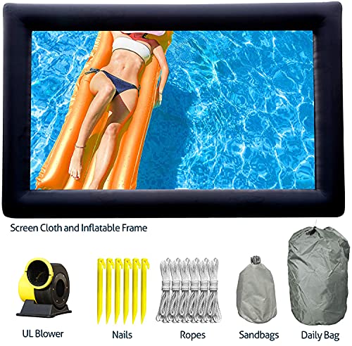 TKLoop 20 Ft Inflatable Movie Screen for Outdoor Use Blow Up Projector Screen - Includes Inflation Fan, Tie-Downs and Storage Bag - Supports Front and Rear Projection