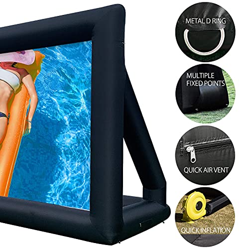 TKLoop 20 Ft Inflatable Movie Screen for Outdoor Use Blow Up Projector Screen - Includes Inflation Fan, Tie-Downs and Storage Bag - Supports Front and Rear Projection