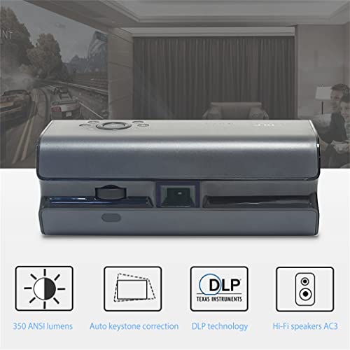 WIONC Mini Pocket Projector 350 ANSI Lumens Portable Handheld Smartphone Home Theater Cinema LED Projector Speaker (Color : K1 Basic Version, Size : 21.5 * 8.1cm)