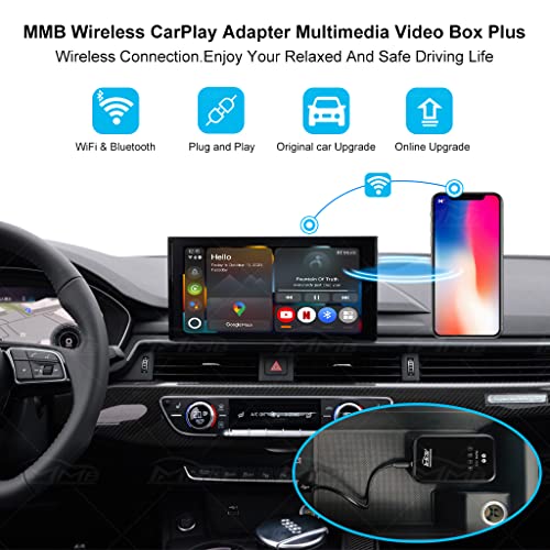 Smart World Company MMB 11.0 Android OS Video Streaming Adapter for Carplay and Android Auto Media interfaces enables app Download Music Video Navigation USB Type-C HDMI