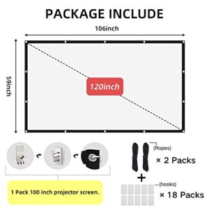 Hangable Projector Screen Movie Screen with Hooks, Ropes, Portable Office Indoor & Outdoor Video Projection Screen,Leinwand Beamer Projektionsleinwand Écran de Projection - 120 in