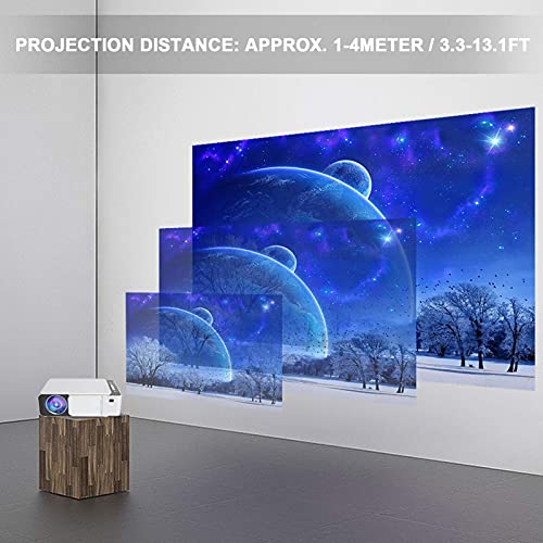 Wisoqu Projector,55W 100?240V Same Screen Projection Equipment Portable Home Theater HD 1080P Projector,Compatible with Mobile Phones Tablets Laptops and Other Devices(White)