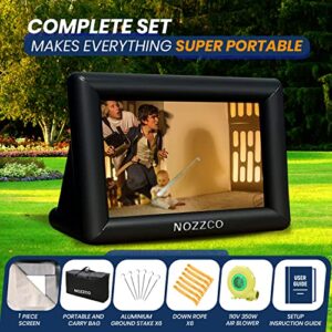 16 FT Outdoor Inflatable Projector Screen -NOZZCO- Portable Giant Movie Screen + 10x Printable Movie Ticker Templates + Lightweight & Easy to Inflate –Premium Material Made for Family Pool Party