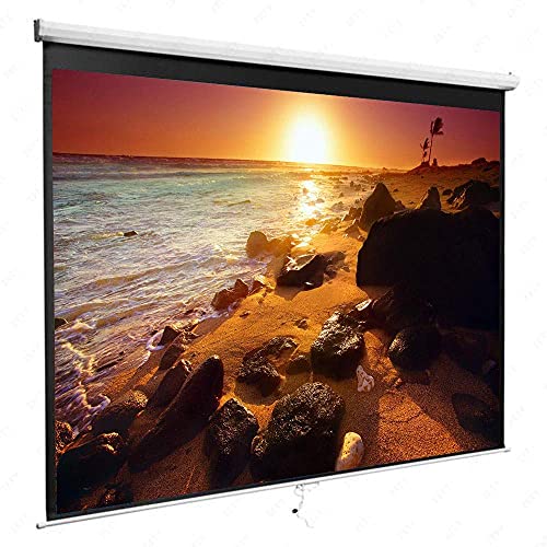FMOGE Portable Folding 84 Inch 16:9 Manual Pull Down Projector Warp Knitted White Plastic Projection Screen Home Theater Movie