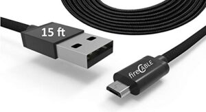firecable super long (15′) streaming stick usb cable, replacement adapter for streaming tv sticks (eliminates extension cords)